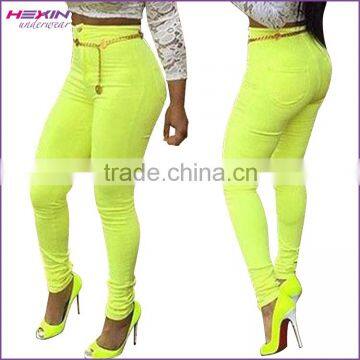 Light Yellow Women Elastic Full Leg Ladies Stylish Tight Jeans                        
                                                Quality Choice