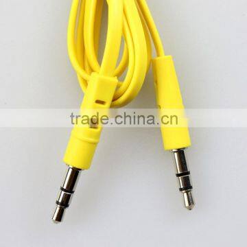 3.5mm Stereo male to male moulded plugs flat Cable Yellow for audio video cable with high quality