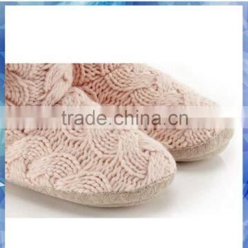 Pink Cable Girls Knit Boots With Cute Pom Pom