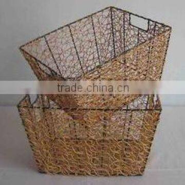 NEW design laudry basket, combined color rattan fiber , iron frame inside, handicraft Vietnam