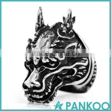 Pankoo Wholesale 2016 Animals Series of Retro Punk Tai Silver and Titanium Unisex Ring photo-2