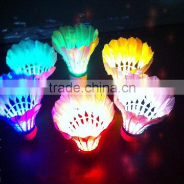 6 Piece Badminton shuttlecock goose feather led shuttlecock dark night glow birdies lighting for outdoor and indoor activities