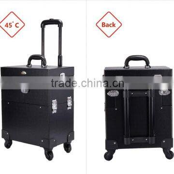 Wholesale Plastic PVC Travel Cosmetic Bag Light Trolley Makeup Case With External Wheel photo-6