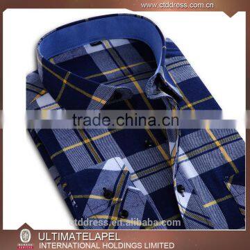 100% cotton high quality new patten stylish cotton check shirts blue for men