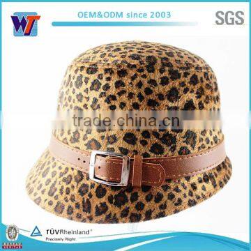 wholesale Leopard print felt fedora hat women panama