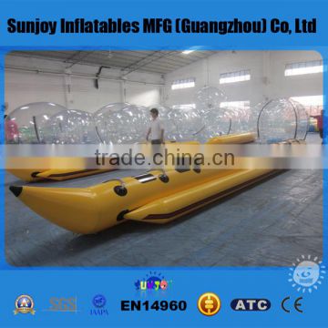 Sunjoy high quality Long Single pvc Inflatable banana boat Surfing Pulled Boat with free repair kit