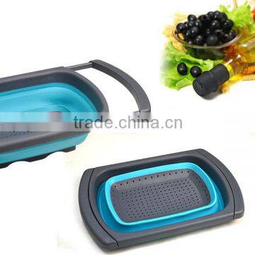 High quality Foldable Draining Plastic Basket Kitchen Collapsible Colander