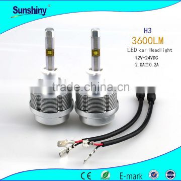 New selling 30w 3600 lumen h1 h3 9004 9007 led car headlight kit, 9005 9006 led headlight kit, 12v 24v led auto headlight