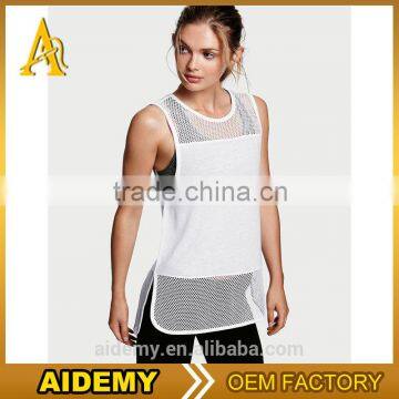 sport wear woman fitness sexy mesh sleeveless t shirt wholesale camouflage stringer for leisure wear