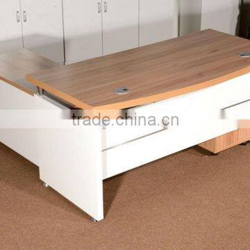 HC-M007 White L Shape Luxury Wooden Office Desk With Drawers