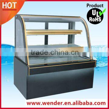 1.5Meter arc style golden frame commercial cake bakery showcase