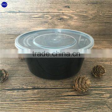 High quatily Disposable Round pp Black Plastic Food Container