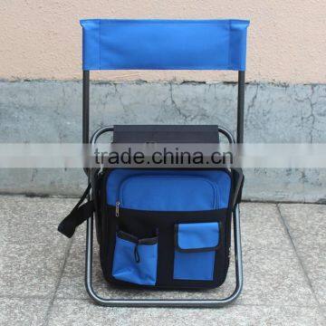 fishing promotional folding cooler seat with back and shoulder strap