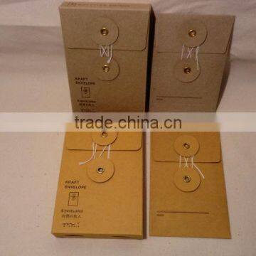 Mini Vintage Retro Kraft Paper Envelopes Brown Kraft Paper Envelop With String With Eyelets photo-2