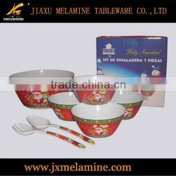 7pcs melamine salad bowl set with X'mas design