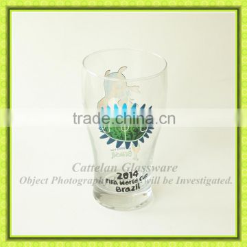 Machine made water drinking glass,20oz pint glass mug for 2014 Brazil World Cup logo printing.