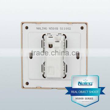 Brushed Champagne 1 Gang 1 Way Electric Wall Switch photo-3