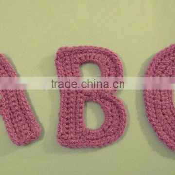 Hand crocheted letters ABC in violet- applique, embellishment, craft