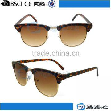 Tropical Trending Lens Print True Color Transfer Leopard Half Frame Sunglasses for Women