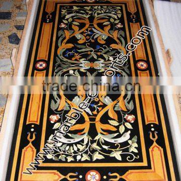 Decoration Marble Inlay Dining Table Top, Black Marble Table Top