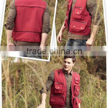 Fashionable Hunting and Hiking Waterproof Vest, Red Anti-tear Outdoor Sport Waistcoat