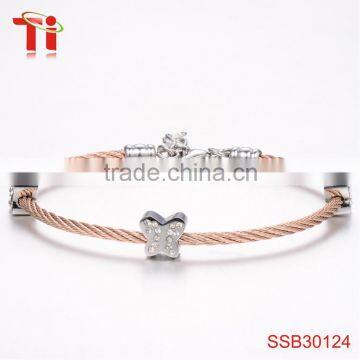 new gold bracelet designs rose gold plated butterfly AAAzircon stone inlay 316l stainless steel bracelet jewelry wholesale china