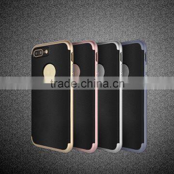 2 in 1 Ultra Thin TPU Protective Case Coated Carbon Fiber Finish Surface With PC Hard Frame For iPhone 7 Plus