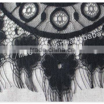 Good Price 44cm Width Polyester Floral Eyelash Black Lace Trim for Sale photo-5
