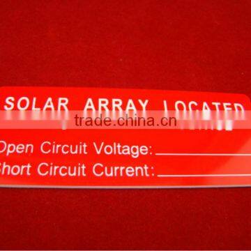 Adhesive Engraved solar ABS Tag 3m reflective sticker