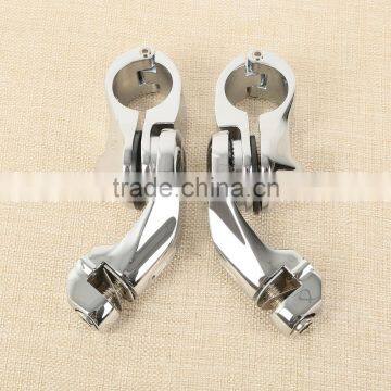 Universal 32mm 1.25" Chrome Short Angled Adjustable Highway Peg Mount Kit photo-5