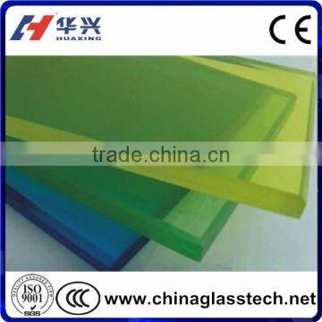 CE size customized colored PVB film 15 tempered laminated glass