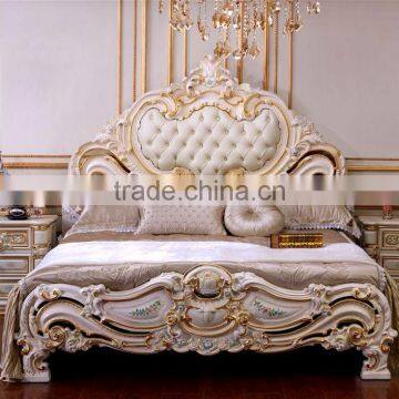 Antique Cool Grey Bouquet Upholstered Bedroom Furniture Set, Flower Decorated Princess Bedroom Set photo-5