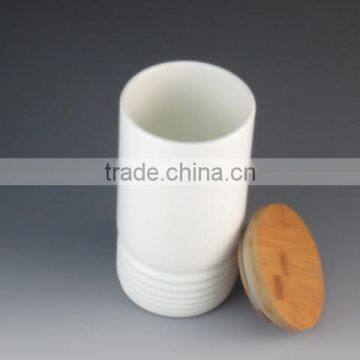 Coffee Tea Sugar Porcelain Storage Bottle&jar With Wood Lid photo-2
