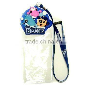 1C silk printing lanyard with PVC medal and PVC card holder