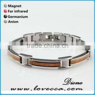 In Stock Stainless Steel Energy Jewelry Double Row Energy Element Silver Gold Plating Bio Magnetic Bracelet photo-2