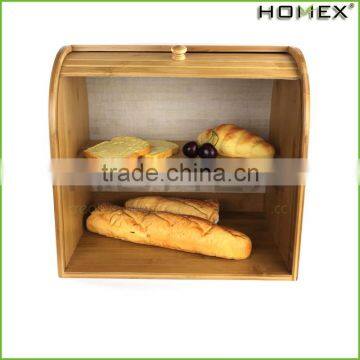 Bamboo double bread box/food storage box Homex-BSCI