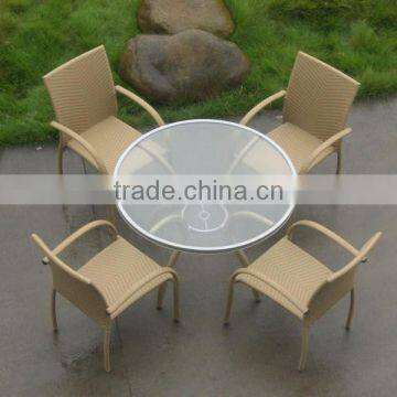 Aluminum Frame Rattan Coffee Set With Round Table photo-6