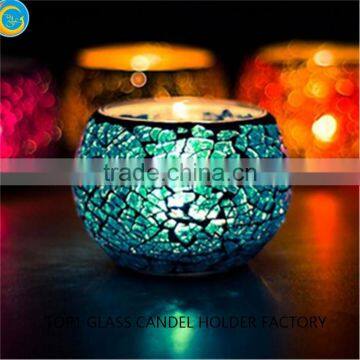 Pink Handmade Glass Mosaic Candle Holder photo-3