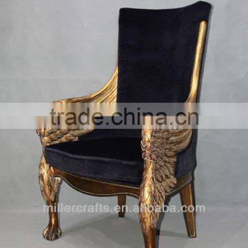 Antique gold king throne chair for home and hotel use