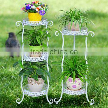 2016 Custom European Style 2-tier White Metal Plant Flower Pot Stands