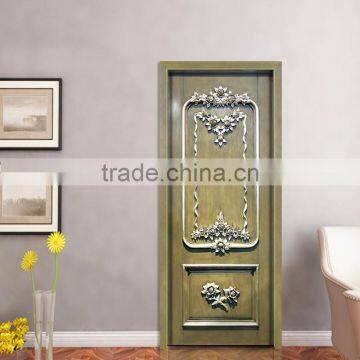 Luxury French Baroque Style Solid Wood Carved Blue Door With Golden Frame BF11-09223c photo-5