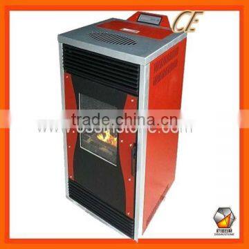 Wood pellet fireplace with water boiler