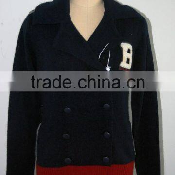 Double-breasted Woollen Cardigan With Needlework Logo as Requirement