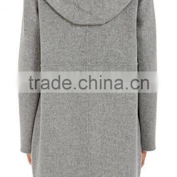 OEM Service Outdoor Winter 100% Wool Grey Long Hooded Wool Coats photo-2
