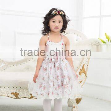 Newest Design Sling Fashion Kids Party Wear Girl Dress Baby Floral Backless Dress photo-5