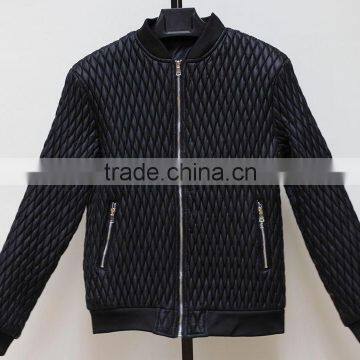 Quilted men jacket pu fabric winter leather jacket