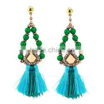 Bohemian Jewelry Colorful Tassel With Beads Dangle Earrings photo-3