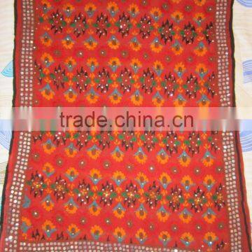 Deep Rust Orange PHULKARI GEORGETTE DUPATTA SHAWL, Sequin Hand Embroidery photo-2