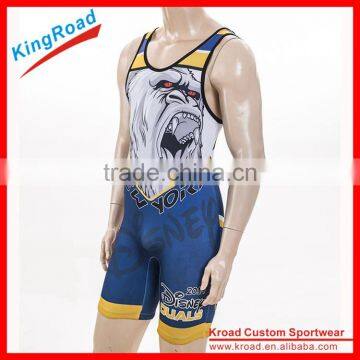 Full Digital Sublimation Wrestling Singlets/gym Singlet Made of Spandex Fabric/men's Sports Singlet photo-2