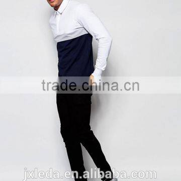 Color Block Long Sleeve 100% Cotton Rugby Polo Shirt, Men Sports Team Wear Custom photo-4